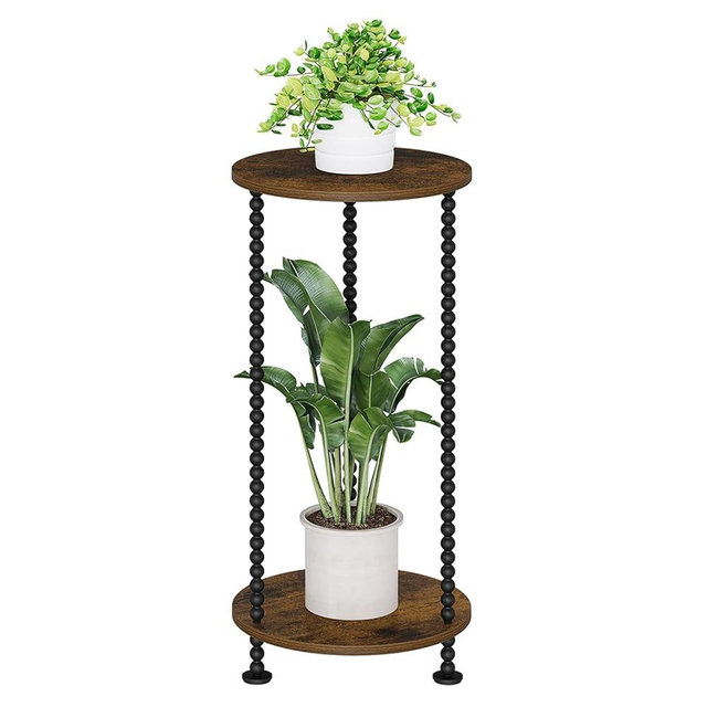 YINMIT Plant Stand Indoor, 2 Tier Small Plant Stand, 23" Tall Metal Spindle Poles Plant Stands, Corner Flower Pot Stand, Plant Tables Indoor, Planter Pot Holder for Balcony Garden Patio Living Room