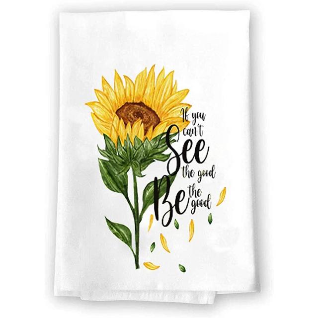 Sunflower Decorative Kitchen and Bath Hand Towels | Rustic Tea Rag | Autumn Summer Fall Winter Decor | White Towel Home Holiday Decorations | XMAS Wedding Gift