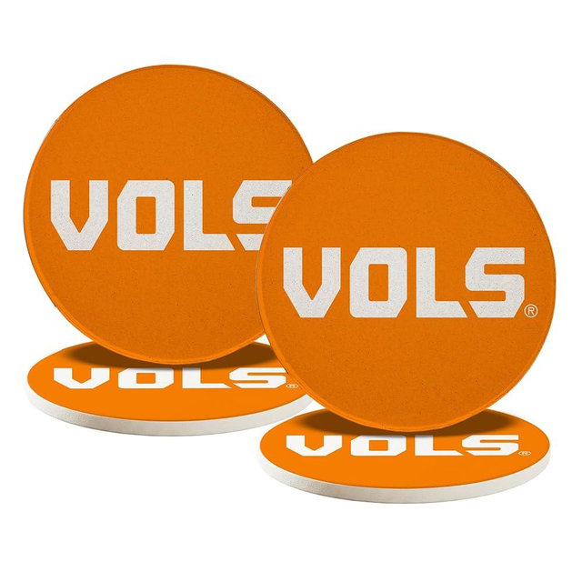 Desert Cactus University of Tennessee Circle Ceramic Coasters 4 Pack UT Knoxville Volunteers Vols Absorbent Drink Coasters with Cork Backing (Design B)