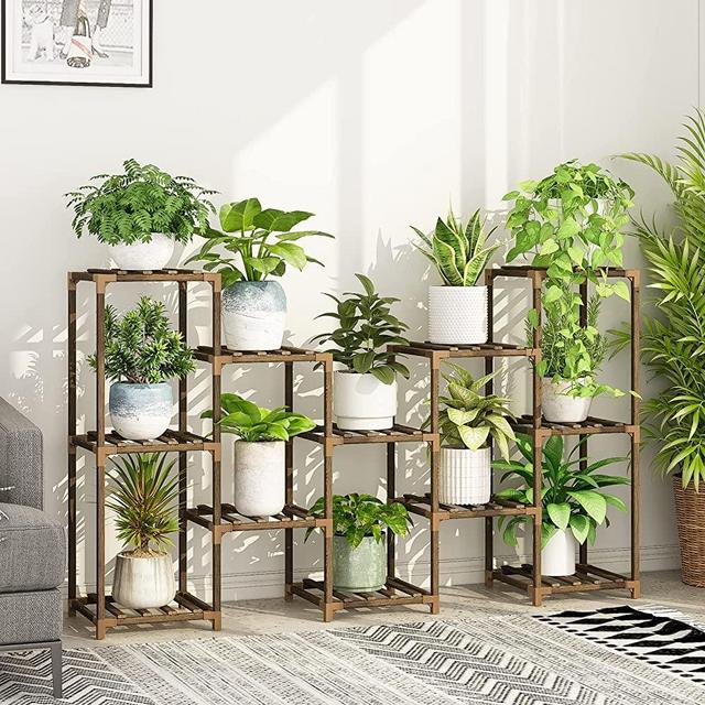 Bamworld Large Plant Stand Indoor Tall Plant Shelf Outdoor Hanging Plant Stand Large Plant Rack for Living Room Patio, Balcony and Garden