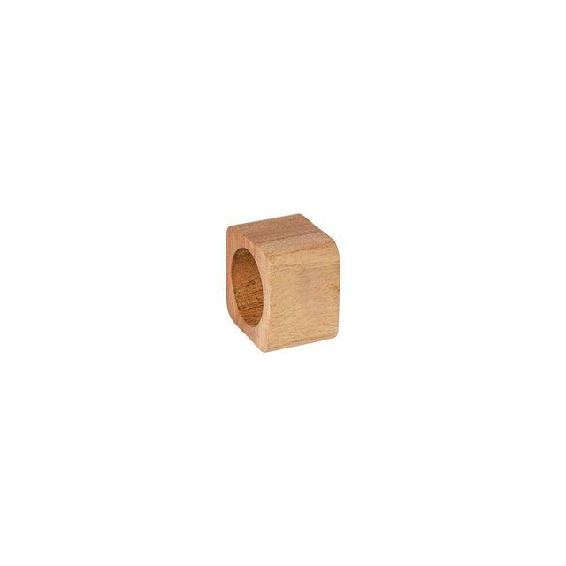 Square Wood Napkin Rings, Natural, Set of 4