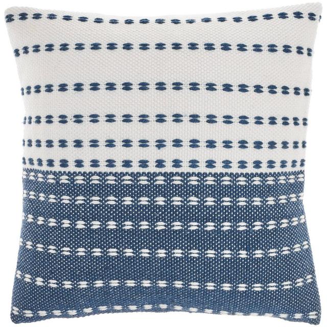 18"x18" Woven and Stitched Square Throw Pillow Navy - Mina Victory