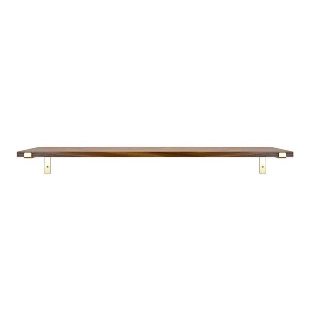 7.75" x 35" Wood Wall Shelf with Reversed L Bracket Walnut/Brass - Threshold™