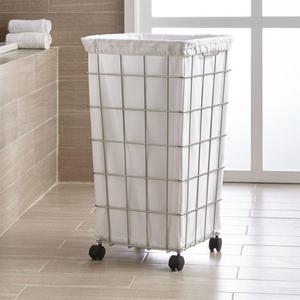 Nickel Wire Hamper with White Liner Set