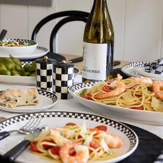 Courtly Check Everyday Stoneware Dinner Plate, Set of 4