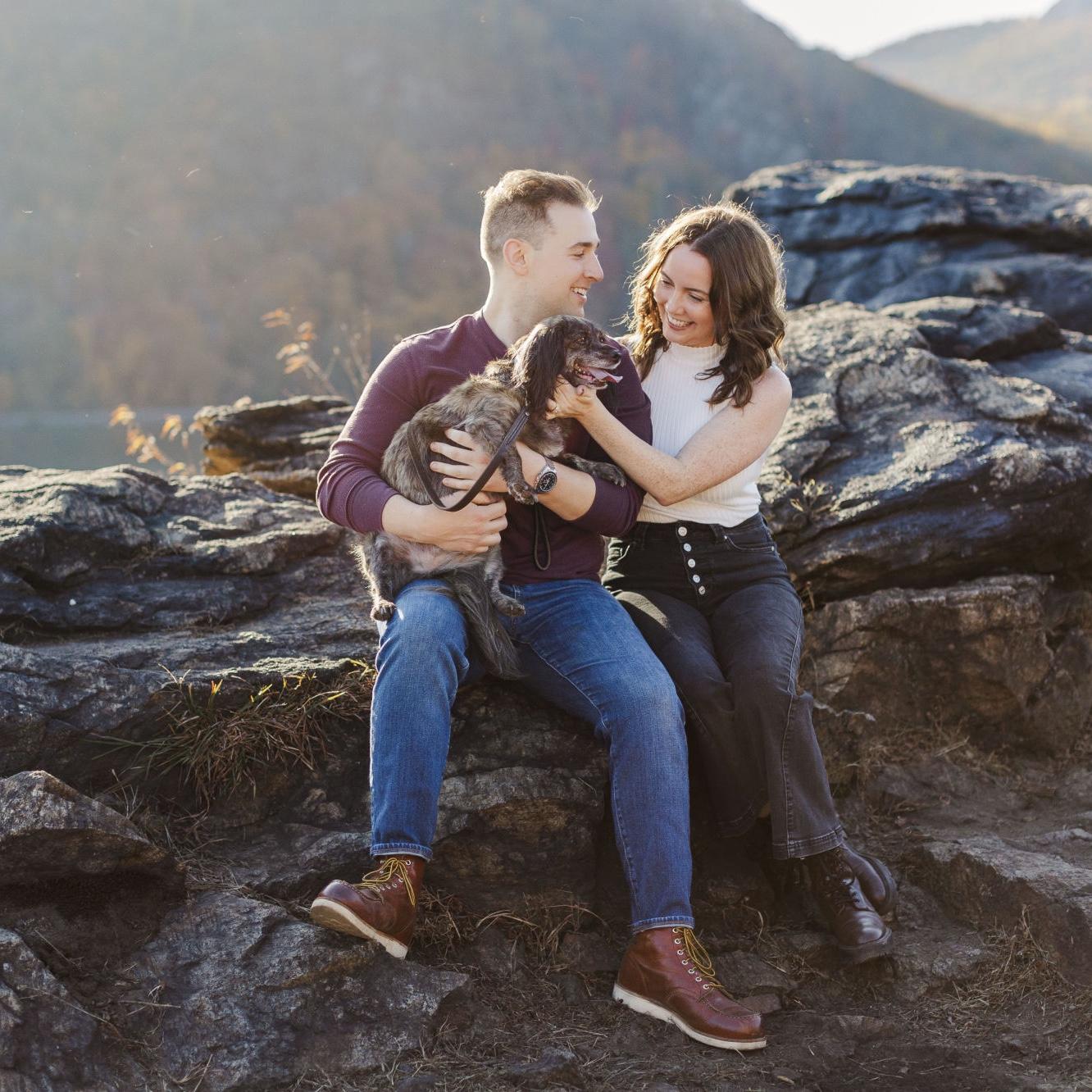 Cold Spring, NY - a family portrait of Adam, Delaney and their pup Rose. Not pictured is Jack, Rose’s brother and the ultimate good boy who is no longer with us or Charizard (our future new addition).