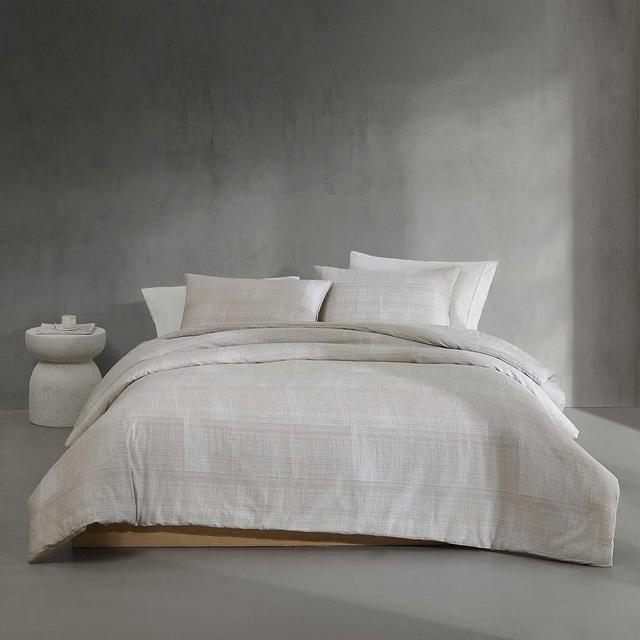 Calvin Klein - Queen Comforter Set, Soft Cotton Bedding with Matching Shams, Ribbed Pattern Design, Oeko-Tex Certified (Textural Rib Beige, Queen)