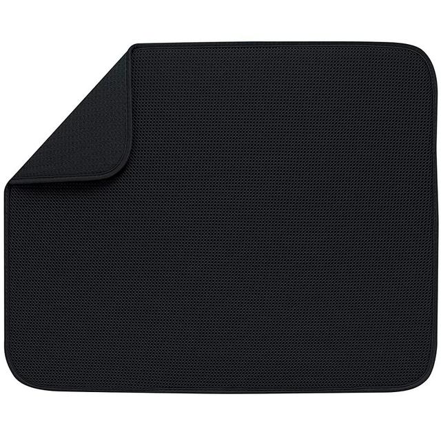 S&T INC. Absorbent, Reversible XL Microfiber Dish Drying Mat for Kitchen, 18 Inch x 24 Inch, Black Galaxy Mesh