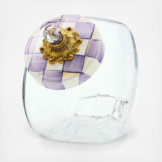 Violet Check Cookie Jar with Lid