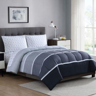 Newport 5-Piece Reversible Queen Comforter Set in Grey