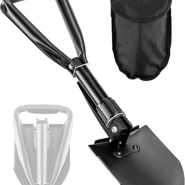 PLACHIDAY Digging Shovel - 24'' Lightweight Folding Shovel High Carbon Steel Portable Digging Trowels for Outdoor Camping Backpacking Hiking Car EmergencHome Garden (Black