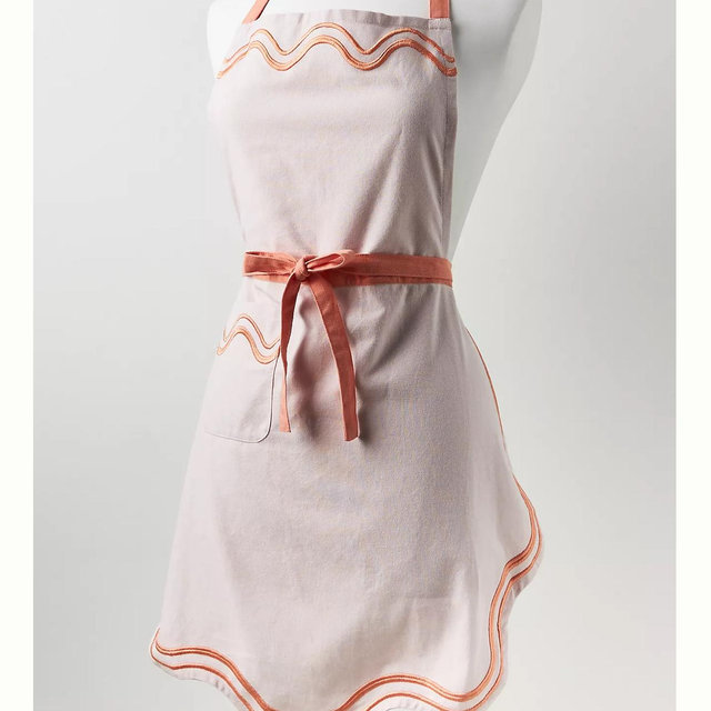 Madeline Embroidered Apron - Red, One Size