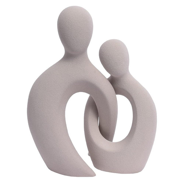 Quoowiit Ceramic Couple Sculptures for Home Decor, Abstract Lover Statue for Shelf, Office, Living Room, Bedroom Decorations - Anniversary, Valentine's Day, Birthday Gift (Grey)