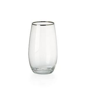 Metallic Rimmed Stemless Water Glass, Set of 4