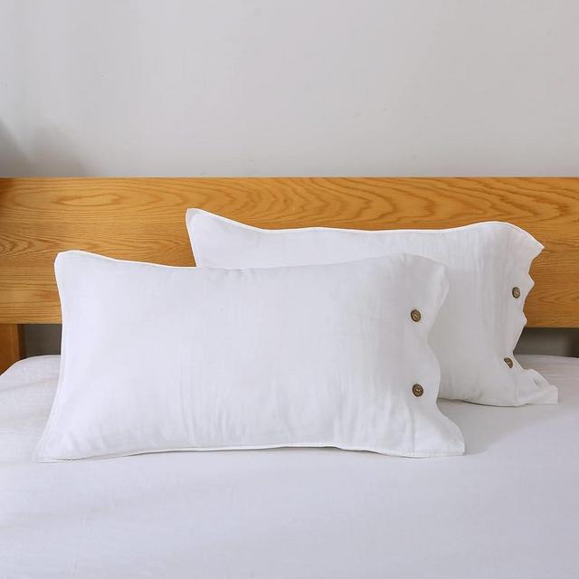 S VICTORY SYMBOL 100% Linen Pillowcases 20"x30"Set of 2,French Natural Linen Pillow Cases Coconut Buttons Closure Flax Pillowshams Pure White,Standard Size(51x76 cm)