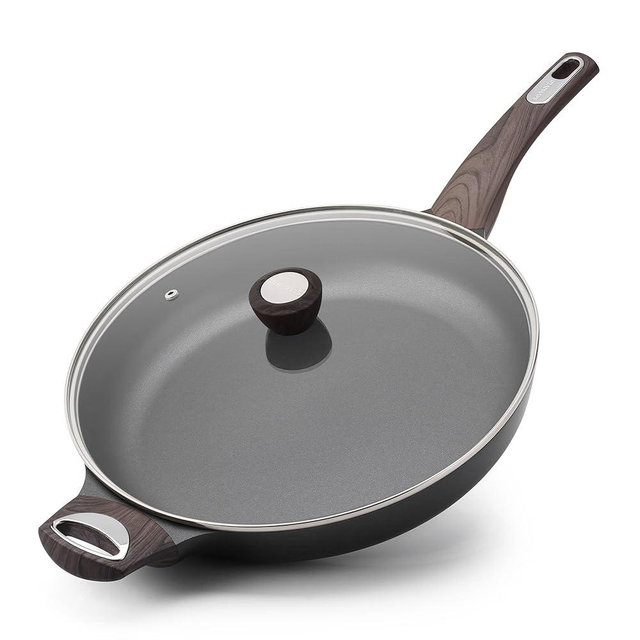 SENSARTE Ceramic Nonstick Frying Pan Skillet with Lid, 12.5 Inch Non Stick Pan Omelette Pans, Healthy Kitchen Cooking Chef's Pan, Free of Intentionally Added PFOA/PFOS, Induction Compatible, Black