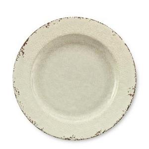 Rustic Melamine Dinner Plates, Set of 4, White