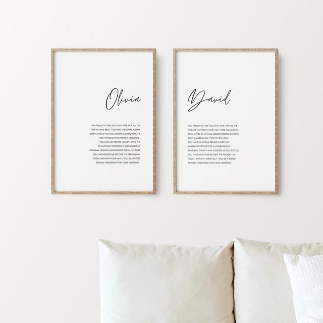 Custom Matching His and Hers Wedding Vows Prints (Set of 2), Personalized Wedding Anniversary Gift, Anniversary Gift, Wedding Gift | CU08