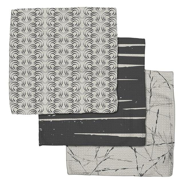 GEOMETRY Kitchen Dish Cloths - Quick Dry Dishcloths for Kitchen - Premium Dish Rags with Geoweave - 3-Pack Set (Night Reeds)