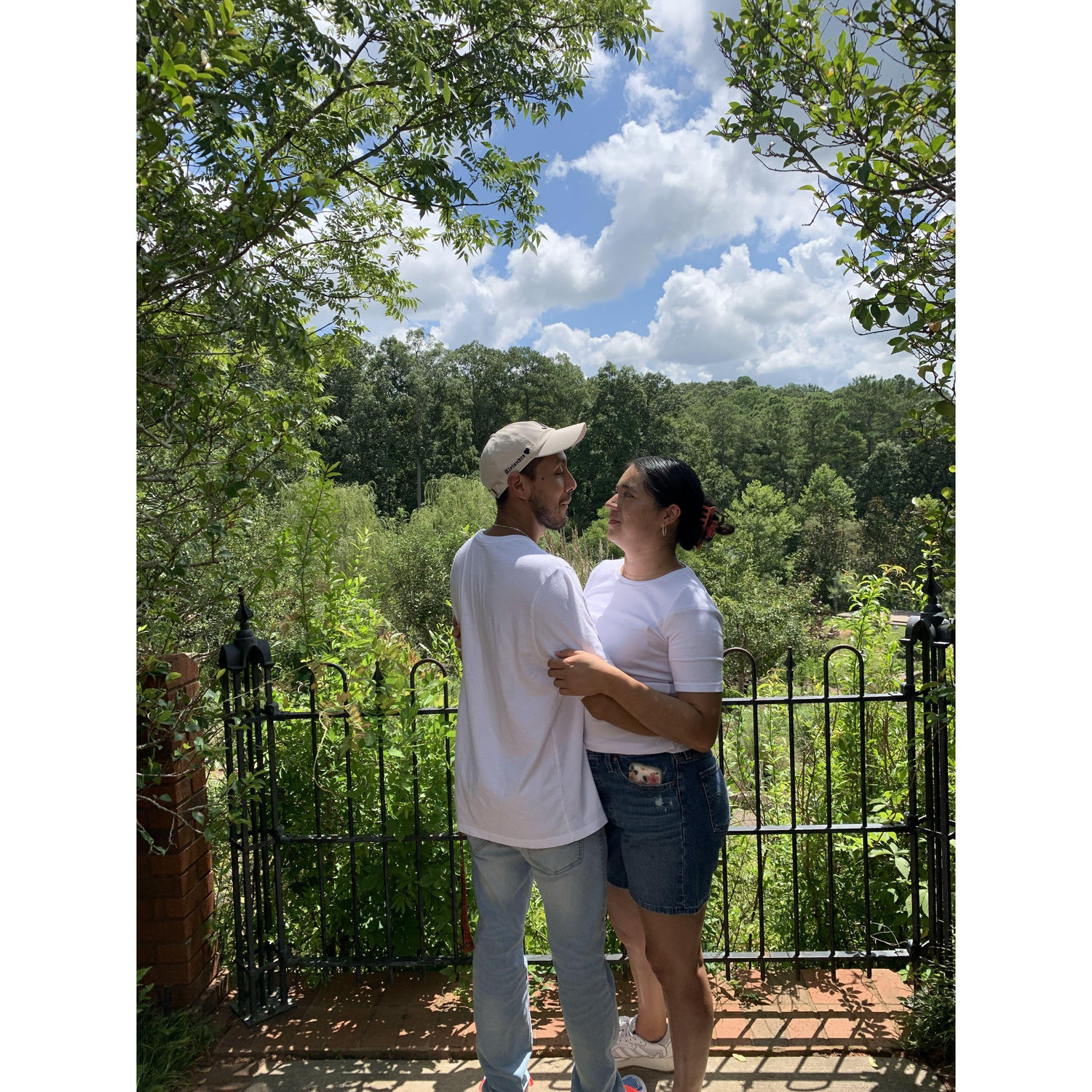 Awkwardly staring into each others eyes while Hilary is taking hundreds of pictures at the botanical gardens of Athens.