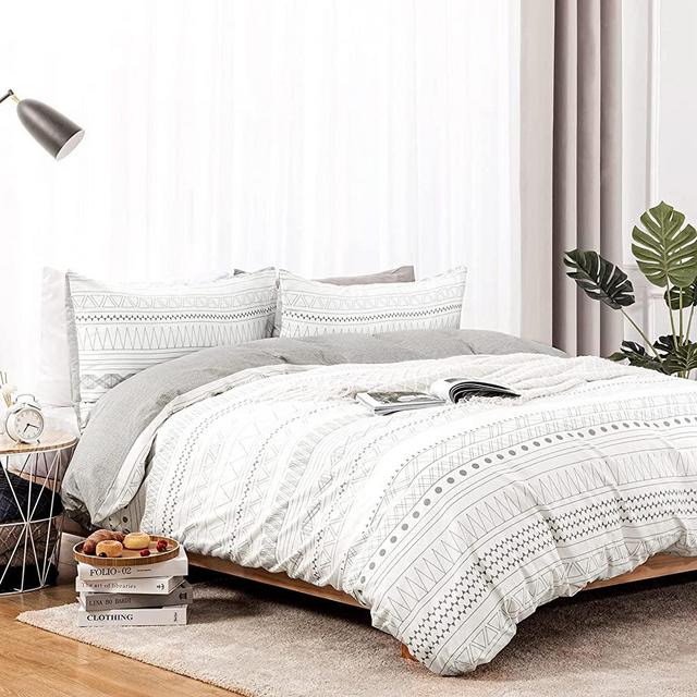 Dreamcountry 100% Cotton Duvet Cover Set 3 Pieces Soft and Breathable Duvet Covers with Zipper and 8 Closures Home Bedding Sets for All-Season Luxury Comforter Cover (1 Duvet Cover + 2 Pillowcases )