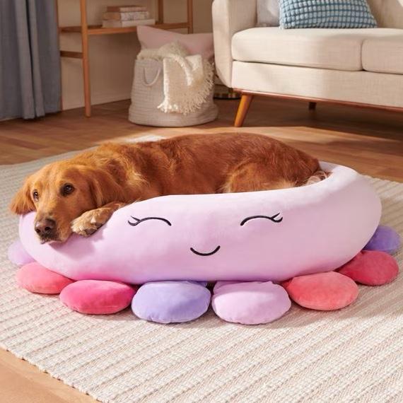 SQUISHMALLOWS Beula Octopus Cat & Dog Bed, Purple, Large - Chewy.com