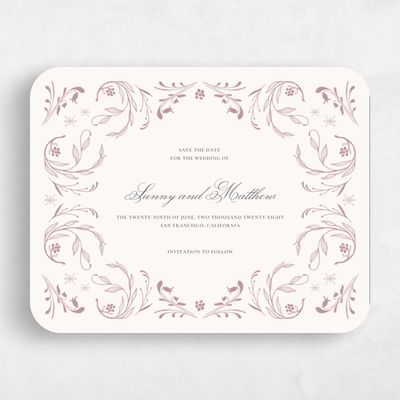 Pink Rounded Wedding Save the Date - Camberley Landscape