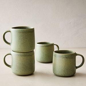 Kanto Stoneware Handled Mug - Green, Set of 4