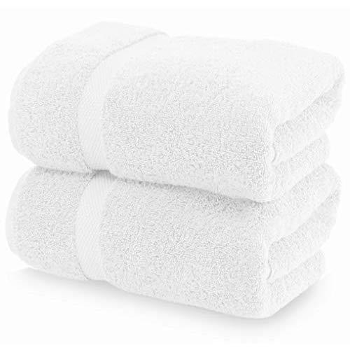 Luxury White Bath Towels Large - Circlet Egyptian Cotton | Highly Absorbent Hotel spa Collection Bathroom Towel | 30x56 Inch | Set of 2