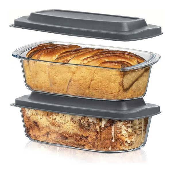 Glass Loaf Pan with Lids (Set of 2)