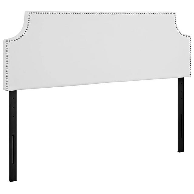 Modway Laura Vegan Leather Upholstered Queen Size Headboard with Nailhead Trim in White