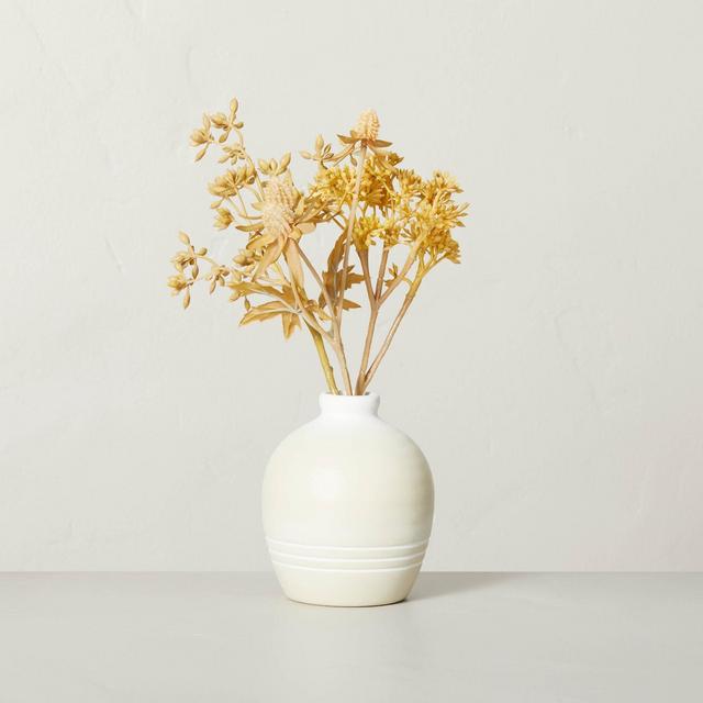 10.5" Faux Sedum and Thistle Ceramic Pot Arrangement - Hearth & Hand™ with Magnolia