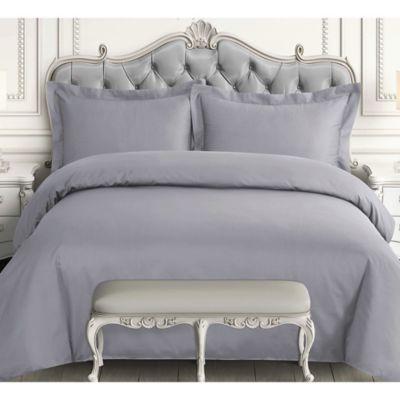 Tribeca Living 600-Thread-Count Queen Duvet Cover Set in Silver Grey
