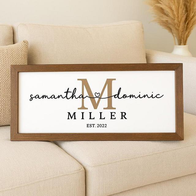Personalized Last Name Monogram Sign | Modern Farmhouse Wedding Established Date Gift | Personalized Bridal Shower Gift, Custom Wood Sign