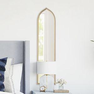 Gold Arched Mirror Wall Decor,Long Mirror for Living Room,Tall Mirror for Bedroom Wall,Gold Arch Mirror for Wall Decor,Arched Gold Mirror 12"x50"
