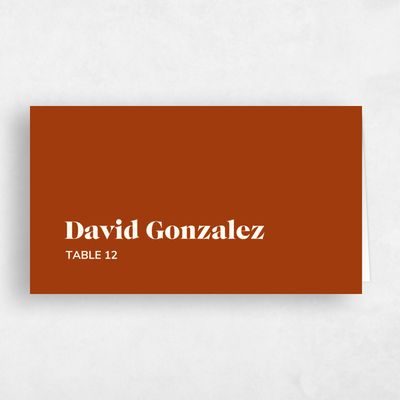 Dark Rust, Orange Wedding Place Card - Everett