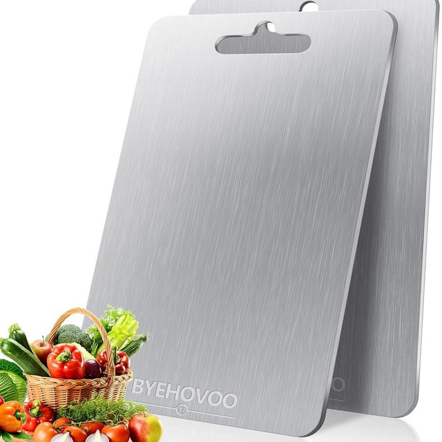 Titanium Cutting Board for Kitchen,100% Pure Titanium Cutting Board Non-Toxic Hygiene Dishwasher-Safe Food Grade Double Sided Metal Titanware Chopping Board for Meat,Fruit & Vegetables (12"L x 9"W)