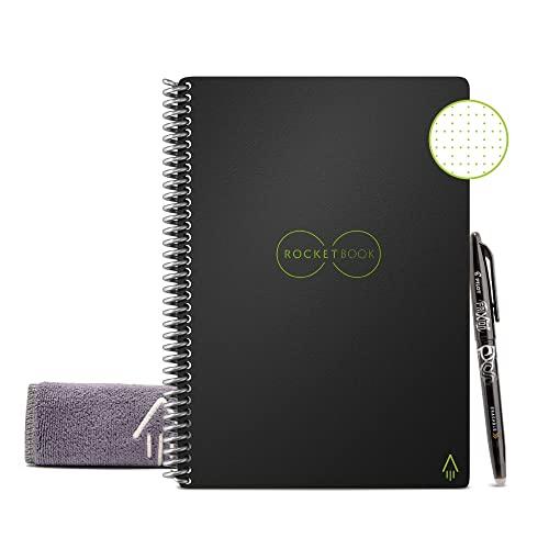 Rocketbook Smart Reusable Notebook - Dot-Grid Eco-Friendly Notebook with 1 Pilot Frixion Pen & 1 Microfiber Cloth Included - Infinity Black Cover, Letter Size (8.5" x 11")