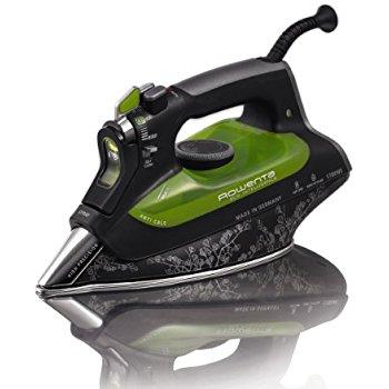 Rowenta DW6080 Eco-Intelligence 1700-Watt Energy Saving Steam Iron Stainless Steel Soleplate with Auto-Off, 400-Hole, Black