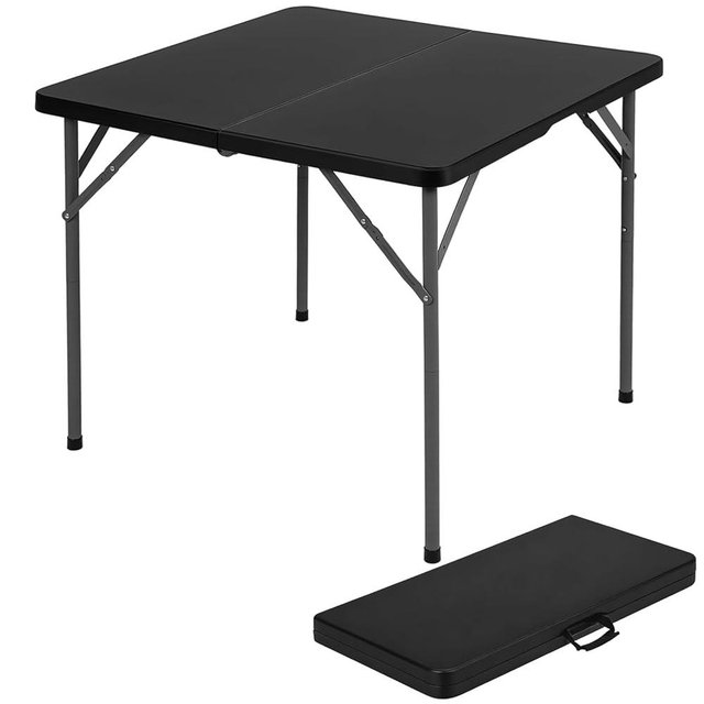 BestOffice Outdoor 34" Folding Card Table Plastic Table Portable Square Height Dining Table Perfect for Picnics,Parties,Party and Camping, Black