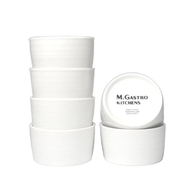M. Gastro Kitchens 6 Piece Set, 5 Ounce “West Loop” Ramekins, Creme Brulee, Souffle, Custards (5 Ounce, White)