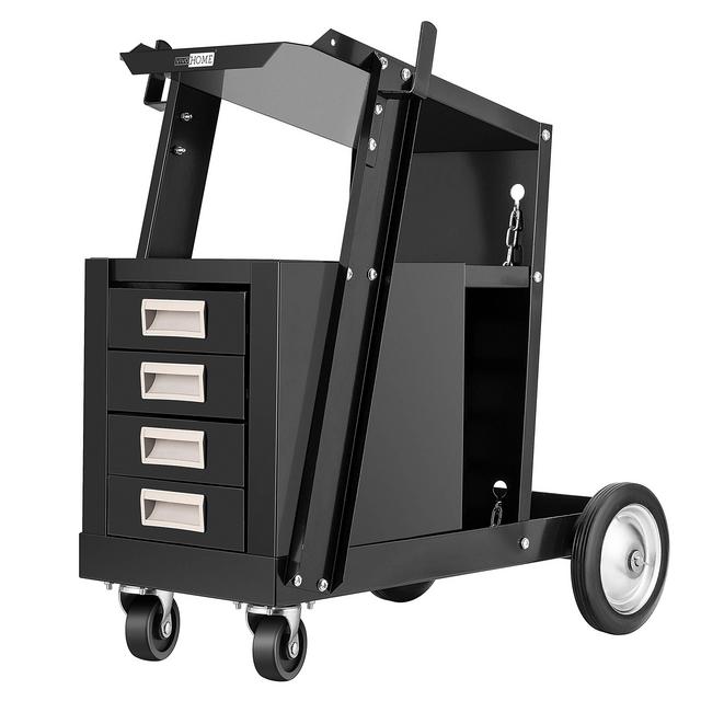 Rolling Welding Cart with 4 Drawers Wheels and Tank Storage for TIG MIG Welder and Plasma Cutter
