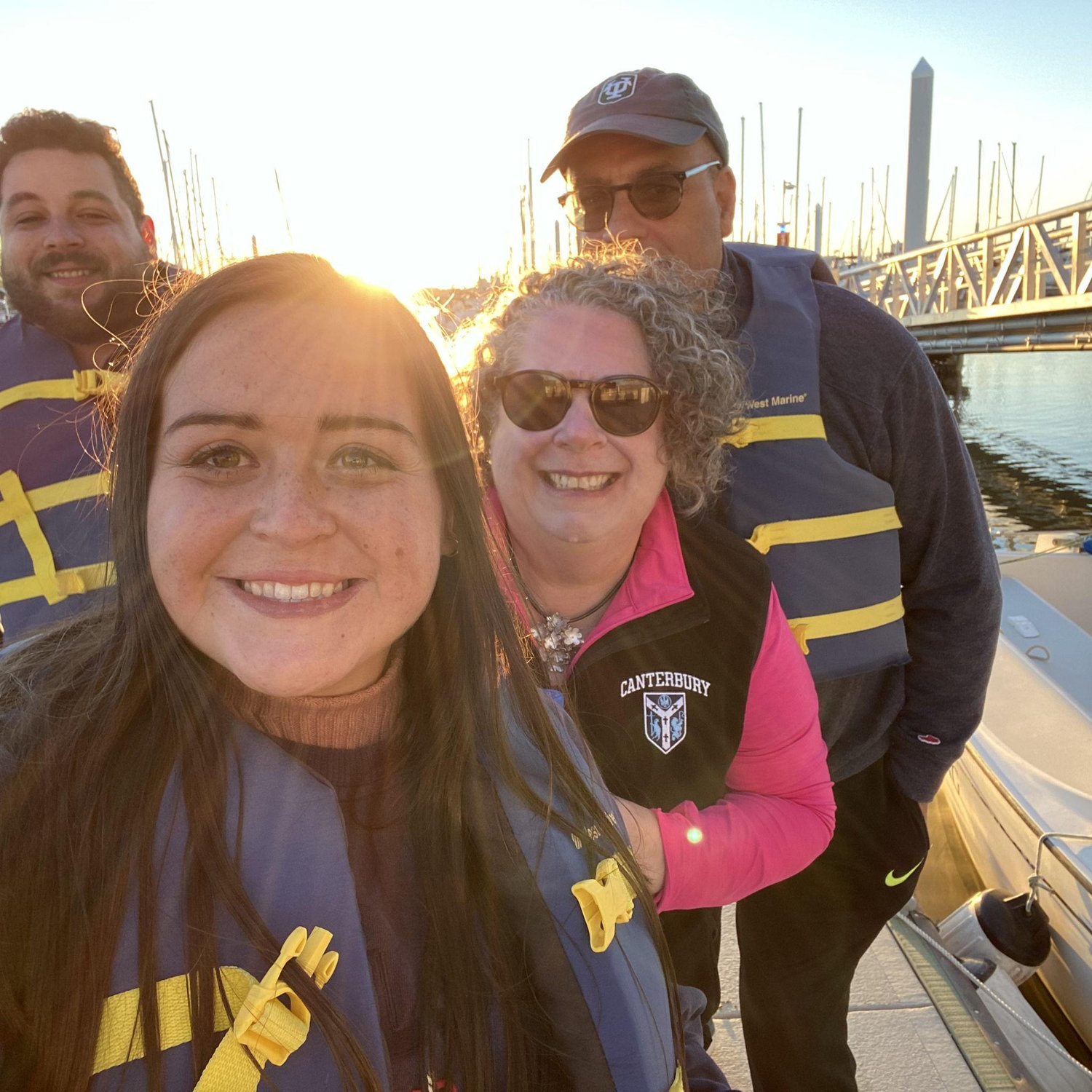 Sailing Lake Pontchatrain with Kathleen and Bryan! Joy would pretend to not be scared here!