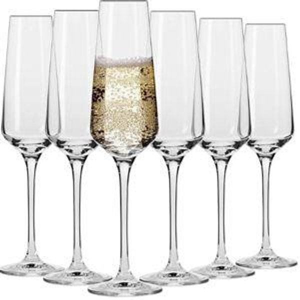 Crystal Champagne Glasses, Set of 6