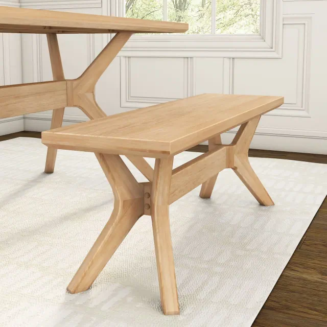 Plank+Beam Verso Dining Room Bench, 48" Modern Dining Bench, Wooden Bench for Dining Room, Entryway Bench, Minimalist Room Bench, Blonde