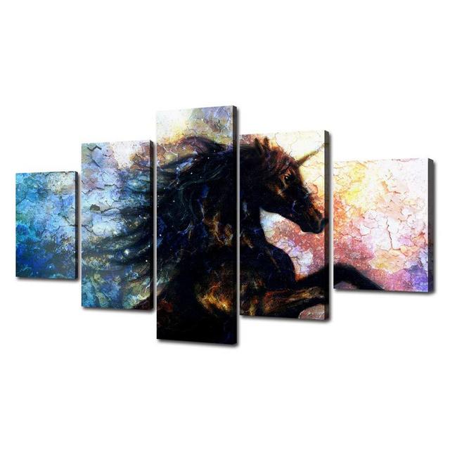Teen Gift Horse Painting Teen Room Decor Decor for Living Room Waterproof Arywork Print The Unicorn on Canvas Pictures for Teen A Colorful Fairy Tale World Poster Ready to Hang(60''W x 32''H)