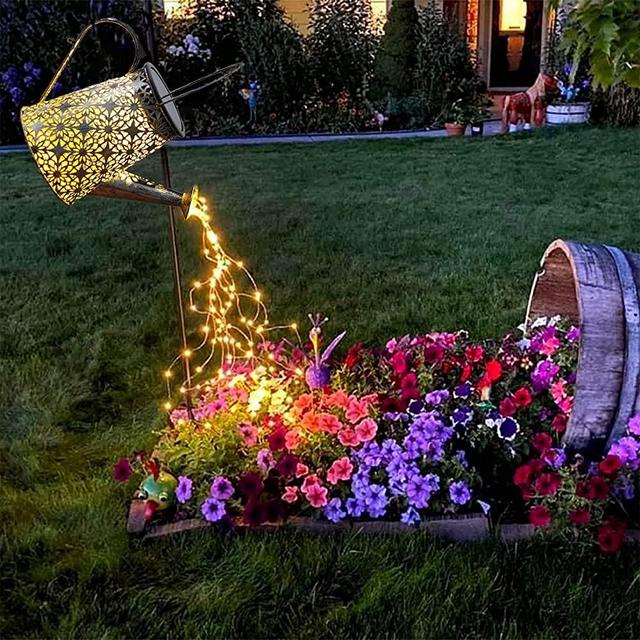 VOOKRY Watering can with Lights,Large Solar Lanterns Outdoor Hanging Waterproof,Decorative Retro Metal Solar Lights for Table Patio Yard Pathway Walkway