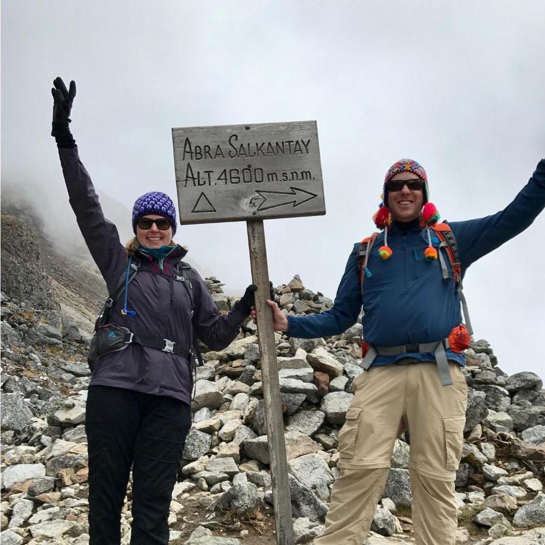 Reaching the summit of the Salkatay Pass in Peru