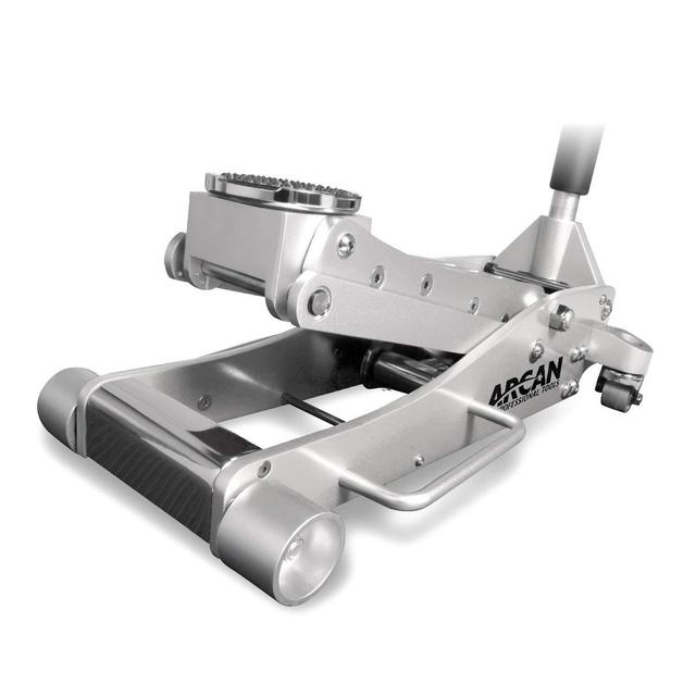 Arcan ALJ3T, Aluminum Floor Jack, 3 Ton Capacity, Lightweight, Dual Pump Pistons, Reinforced Lift Arms, Side Mount, 2 Piece Handle, Vehicle Protection, Bypass and Overload Valves, Meets ASME PASE-2014 Safety Standard