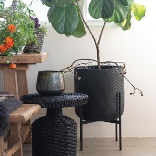 Round Planter with Chevron Pattern on Stand, Set of 2